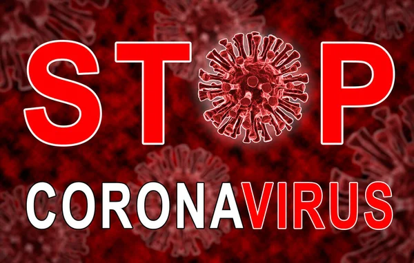 Virus Coronavirus Covid Mit Dem Wort Stop Auf Dunklem Hintergrund — Stockfoto