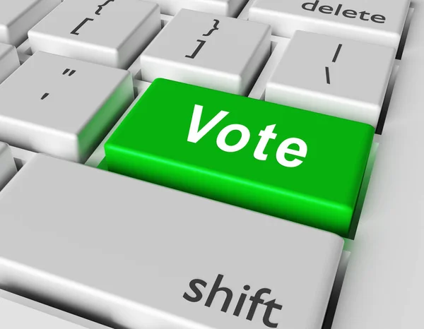 Conceito Voto Palavra Vote Botão Teclado Computador Renderização — Fotografia de Stock