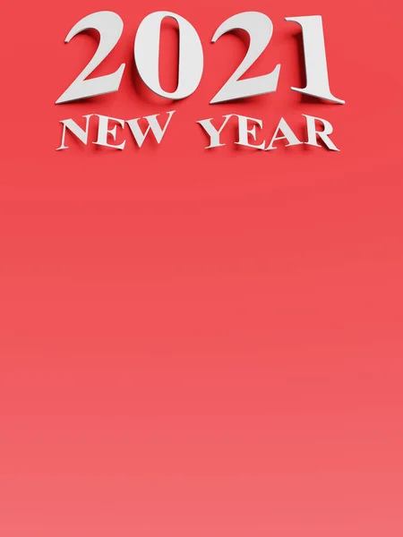 Número Vermelho 2021 Ano Novo Fundo Branco Renderização — Fotografia de Stock