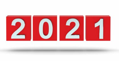 Yeni yıl konsepti. 2021 numaralı küpler 2020 'nin yerini aldı. 3d oluşturma