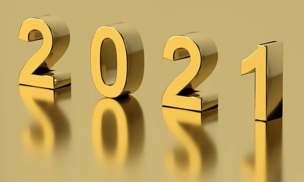 Nieuwjaar Feestconcept Gouden Nummer 2021 Destructie — Stockfoto