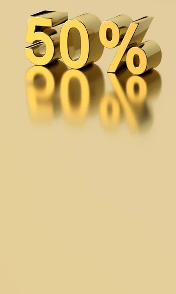 Words Percent Reflection Gold Background Rendering — Stock Photo, Image