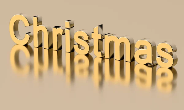 Holiday Gold Word Christmas Reflection Rendering — Stock Photo, Image