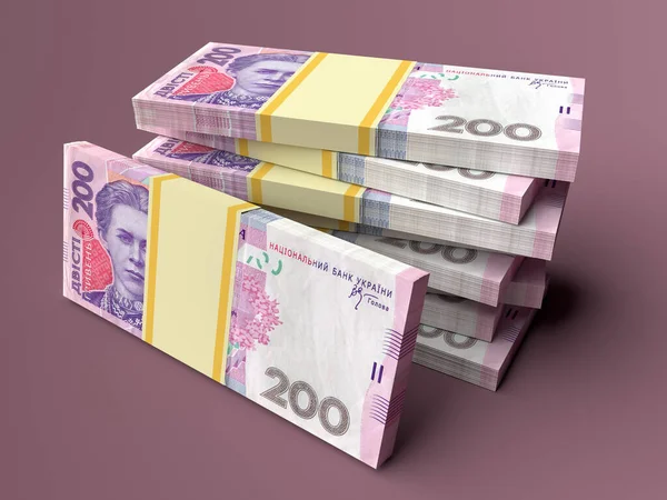 Stack Ukrainian Money Hryvnia Grivna Hryvna 200 Banknotes — Stock Photo, Image