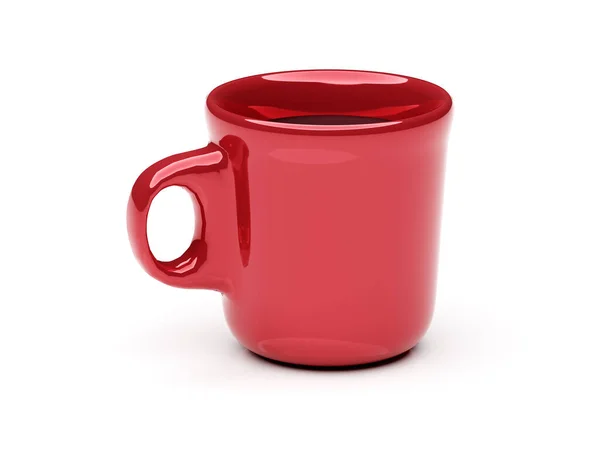 Rote Tasse Mit Getränk Isoliert Auf Weiß Darstellung — Stockfoto