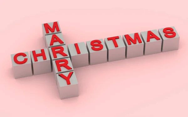 用文字表达的立方体以十字架的形式与圣诞节结婚 3D渲染 — 图库照片