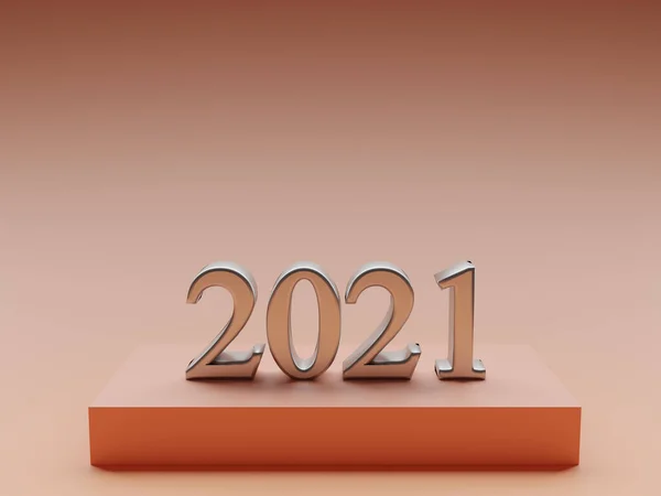 Number 2021 New Year Red Background Rendering — Stock Photo, Image