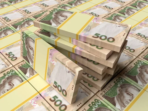 Egy Halom Ukrán Pénz Hrivnya Grivna Hrivnya 500 Bankjegyekkel — Stock Fotó