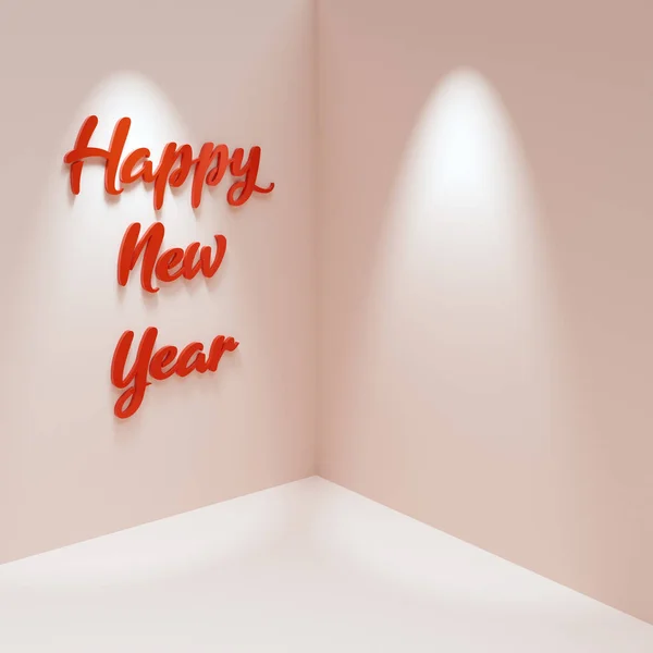 Фон Углом Стенами Текстом Счастливого Нового Года Рендеринг — стоковое фото