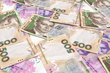 500 banknotlu Ukrayna parası (Grivna, Hryvna). Finans kavramı