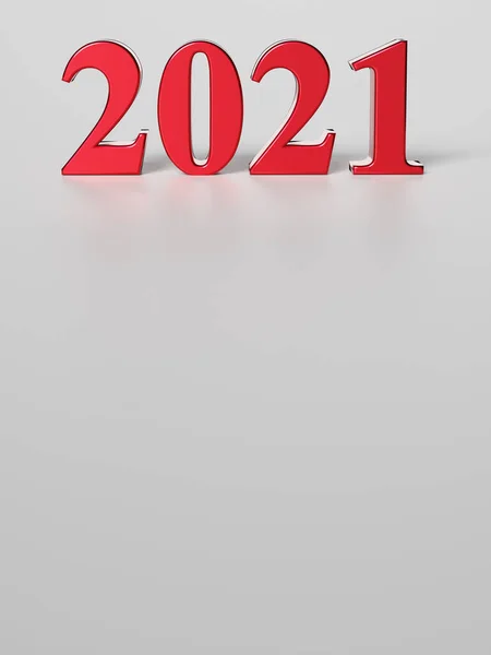 Red Number 2021 New Year Blank Background Rendering — Stock Photo, Image