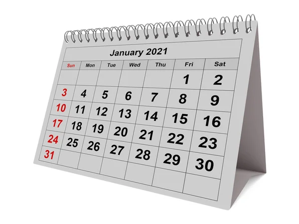 One Page Annual Monthly Calendar Month January 2021 — Stock Photo, Image