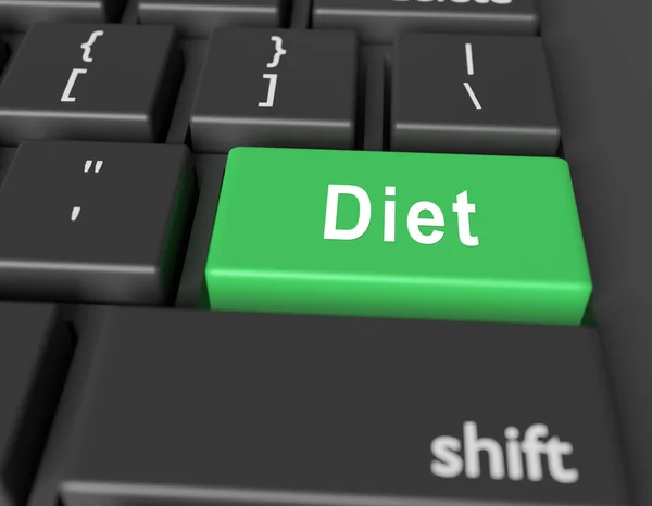 Koncepcja Żywienia Word Dieta Przycisk Klawiatury Komputera Rendrowanie — Zdjęcie stockowe