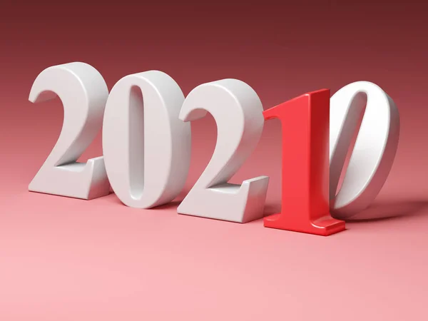 Novo Ano 2021 Substitui Velho 2020 Renderização — Fotografia de Stock