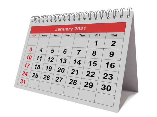 One Page Annual Monthly Calendar Month January 2021 — Stock Photo, Image