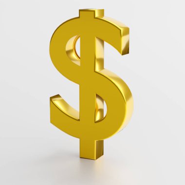 Finans ve iş sembolü. Altın dolar işareti. 3d oluşturma