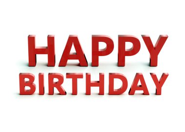 Gölgeli 3D Doğum günün kutlu olsun. 3d oluşturma