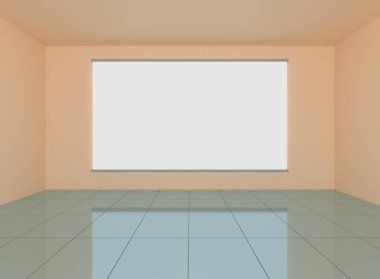 Boş duvarlı, soyut gri iç mekan. 3d oluşturma