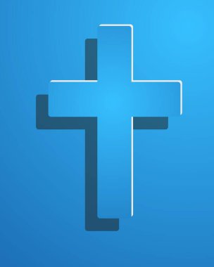 Paskalya. Çarmıhın sembolü - mavi renklerde İsa 'nın dirilişi.