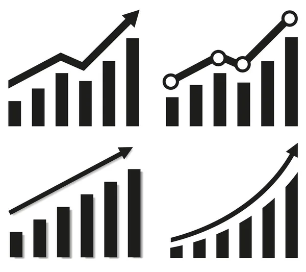 Збірка Графів Збільшенням Звіту Діаграма Зростанням Прогресом Векторні Ілюстрації — стоковий вектор