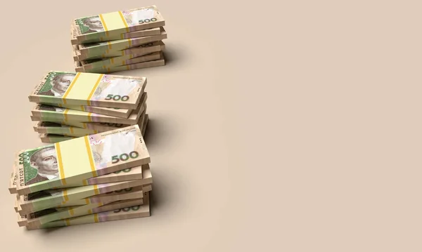 Stapel Ukrainischen Geldes Griwna Griwna Griwna Mit 500 Banknoten Mit — Stockfoto