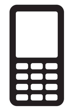 Tasarım için boş ekranı olan düğmeli telefon simgesine basın. Cep telefonu vektör illüstratörü sanatı