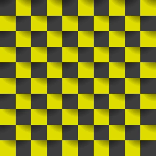 Abstrakter Mosaikhintergrund Mit Schwarzen Und Gelben Quadraten Und Nahtlosem Muster — Stockvektor