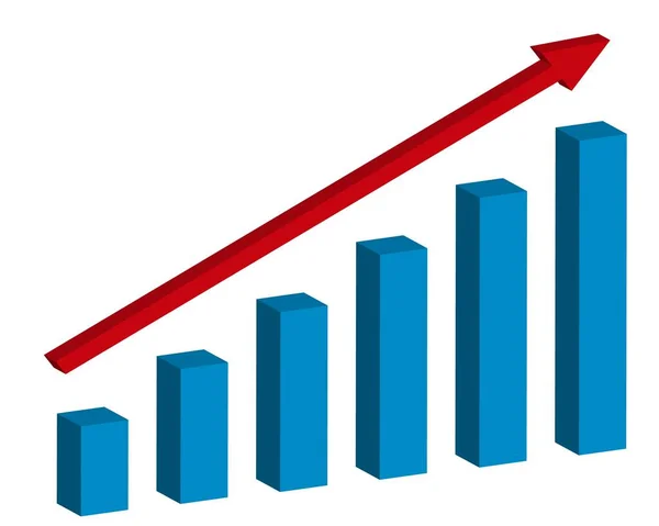 Gráfico Com Relatório Aumento Diagrama Com Ascensão Ganhar Progresso Ilustração —  Vetores de Stock