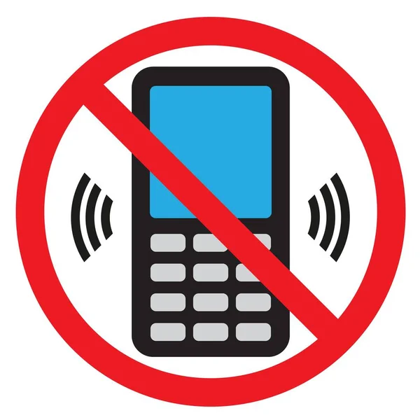 电话警告停止标志图标 按下按钮 关掉电话 病媒图解 — 图库矢量图片