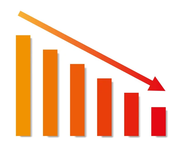 Gráfico Con Informe Disminución Diagrama Con Recesión Progreso Bancarrota Ilustración — Vector de stock