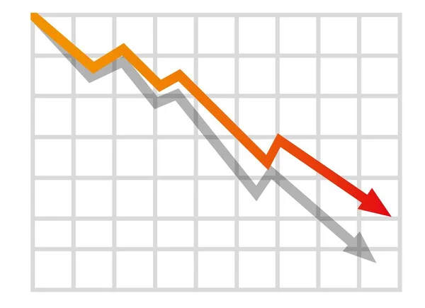 Grafiek Met Afname Rapport Schema Met Recessie Vorderingen Bij Faillissement — Stockvector