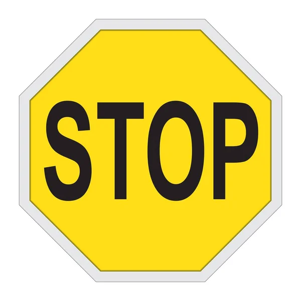 Sinal Stop Amarelo Isolado Branco Ilustração Vetorial — Vetor de Stock