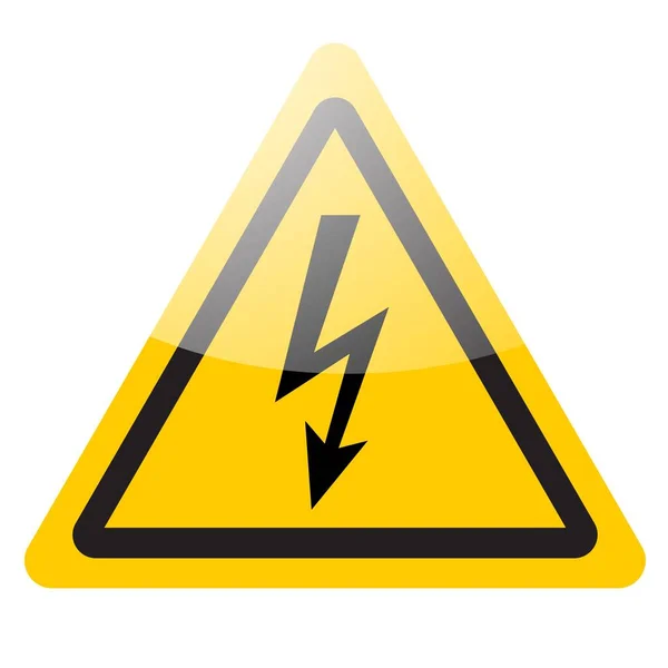 Gele Waarschuwing Lightning Gevaar Symbool Pictogram Vectorillustratie — Stockvector