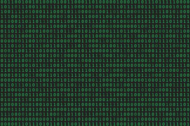 Program veri arkaplanı. Yeşil programlama ikili kodlaması. Matris vektör illüstrasyonu