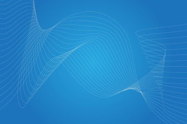 Kavisli dalgalı çizgileri olan soyut bir arkaplan. Tasarım için vektör illüstrasyonu. Satır ve mavi uzaydan dalga.