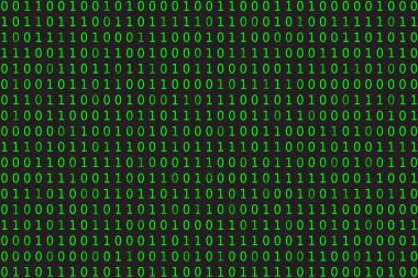Program veri arkaplanı. Yeşil programlama ikili kodlaması. Matris vektör illüstrasyonu