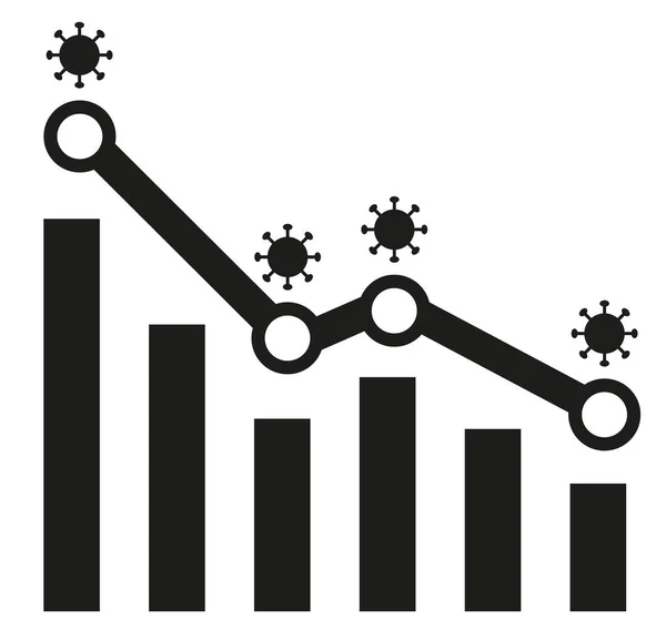 Gráfico Con Informe Disminución Covid Diagrama Con Recesión Del Coronavirus — Archivo Imágenes Vectoriales