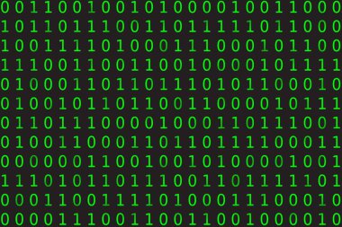 Program veri arkaplanı. Yeşil programlama ikili kodlaması. Matris vektör illüstrasyonu