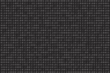 Program veri arkaplanı. İkili kodlama programlanıyor. Matris vektör illüstrasyonu