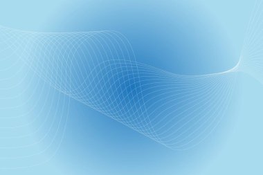 Kavisli dalgalı çizgileri olan soyut bir arkaplan. Tasarım için vektör illüstrasyonu. Satır ve mavi uzaydan dalga.
