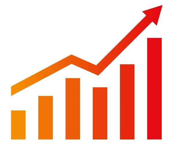 Gráfico Con Informe Aumento Diagrama Con Ascenso Progreso Ilustración Vectorial — Vector de stock