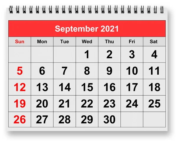 One Page Annual Monthly Calendar September 2021 — Stock Photo, Image