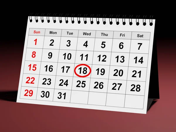 Calendário Mês Planejador Com Data Marcada Planejamento Renderização — Fotografia de Stock