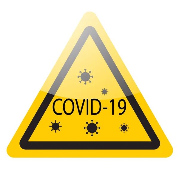 ウイルスコロナウイルスの警告標識Covid ベクターアイコンイラスト — ストックベクタ