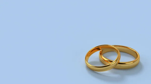 Two Wedding Gold Rings Lie Each Other Blank Space Background — Stock Photo, Image