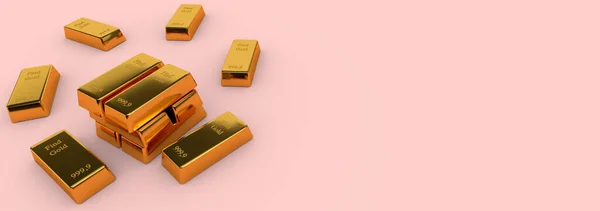 Zlaté Bankovky Prázdným Kopírovacím Prostorem Pozadí Obchodní Finanční Koncepce Vykreslování — Stock fotografie