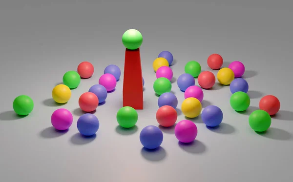 领导者和下属的概念形象 业务团队合作 色彩斑斓的气球 — 图库照片