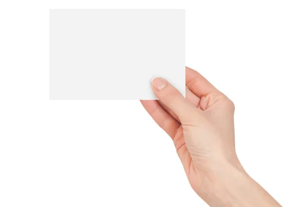 Cartão em branco na mão — Fotografia de Stock