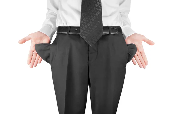 Man showing empty pockets — Stock Photo, Image