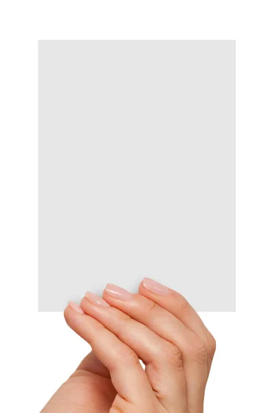 Boş bir beyaz kart tutan parmak — Stok fotoğraf